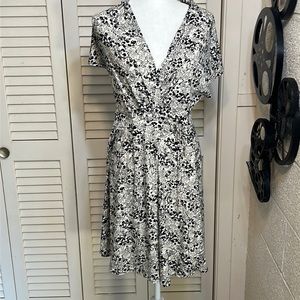 H&M S fun  cream and black polkadot dress, very lightweight w a cinched waist